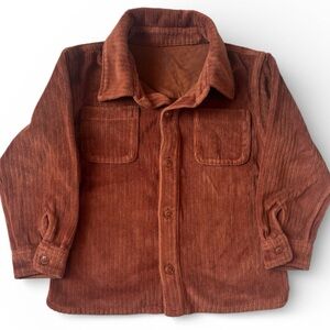🟤 baby GAP Toddler Knit Cord Shirt Jacket Brown 4 Unisex Button Up